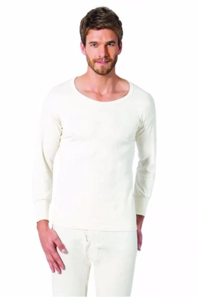 Tutku Erkek Kışlık Uzunkol İnterlok İçlik Pamuk Üst Fanila 0112 - 2 Adet  Ekru L - XL - Resim 2