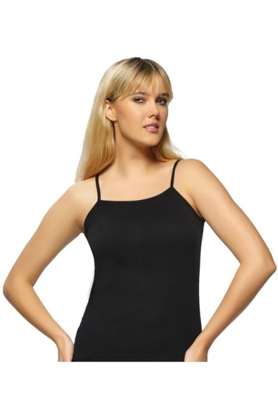 Gümüş Kadın Likralı İp Askılı Düz Biyeli Atlet 4047 - 3 Adet  M Gri - Resim 6