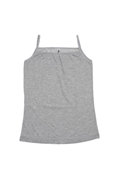 Gümüş Kadın Likralı İp Askılı Düz Biyeli Atlet 4047 - 3 Adet  XL Siyah - Resim 5