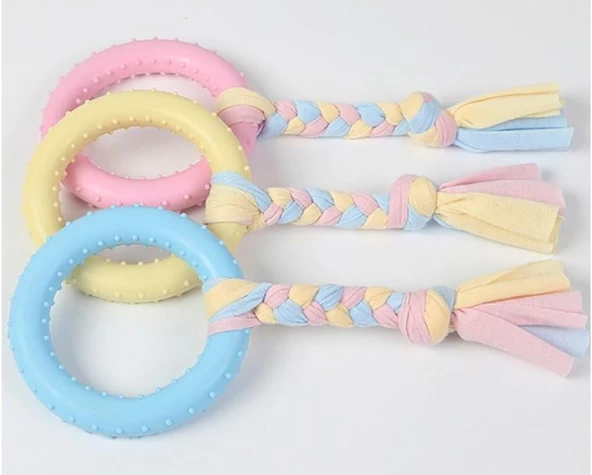 Halat Düğümlü Kauçuk Halka Köpek Oyuncak Large 26 Cm - Resim 4