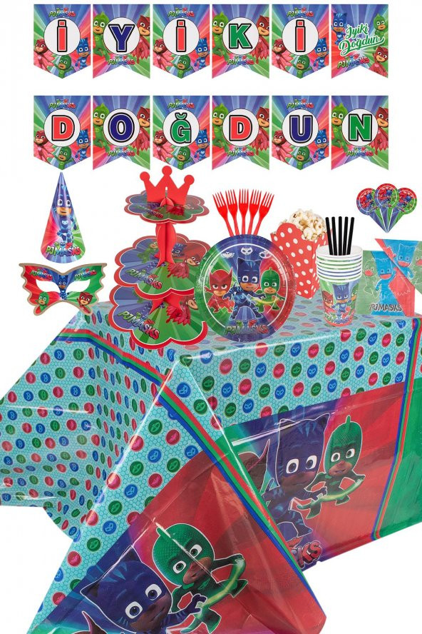 100 Parça Doğum Günü Seti Disney Pj Masks Konsepti - Resim 2