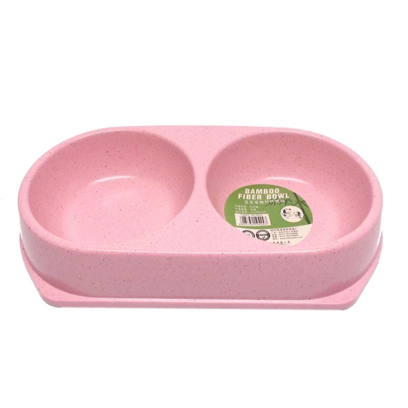 Bamboo Kedi Köpek İkili Mama ve Su Kabı 450 ML x 2 Pembe - 1