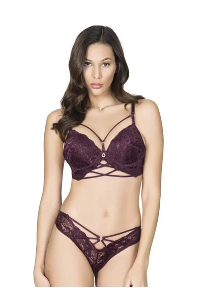 Le Jardin Kadın Silikonlu Biye Şeritli Dantelli Destekli Sütyen Takımı 5025 - 1 Adet  80B Vizon-Pembe - Resim 10