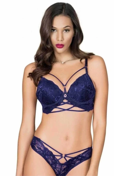 Le Jardin Kadın Silikonlu Biye Şeritli Dantelli Destekli Sütyen Takımı 5025 - 1 Adet  Bordo 75B - Resim 5