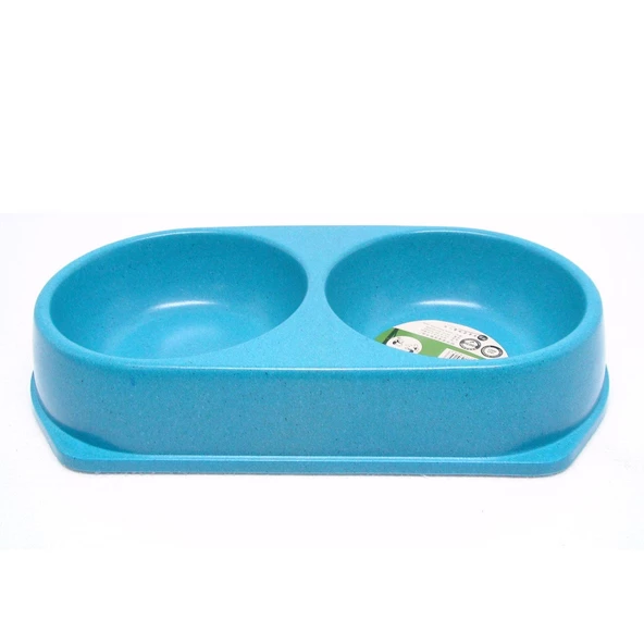 Bamboo Kedi Köpek İkili Mama ve Su Kabı 450 ML x 2 Mavi