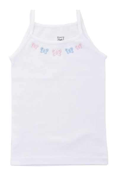 TUTKU 0165 KIZ İP ASKILI İŞLEMELİ ATLET 12 ADET  Beyaz 5 (9-10 YAŞ) - Resim 2