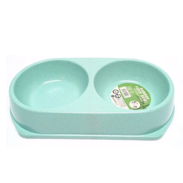 Bobo Kedi Küçük Irk Köpek Bamboo İkili Mama Ve Su Kabı 250 ML x 2 Turkuaz