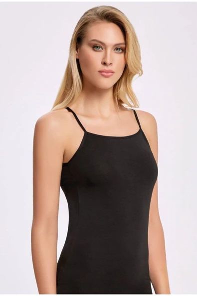 İlke Kadın Likralı Biyeli İp Askılı Atlet 2003 - 6 Adet  L Ten - Resim 4