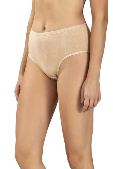 Jiber Kadın Pamuklu Likralı Yüksek Bel Külot 652- 12 Adet  L Kırmızı - Resim 12