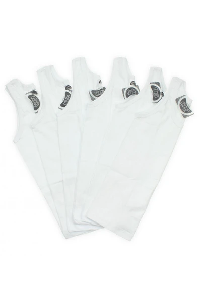 Gümüş Erkek Çocuk Penye Askılı Atlet 3021 - 6 Adet  Beyaz 4 (7-8 YAŞ) - Resim 3