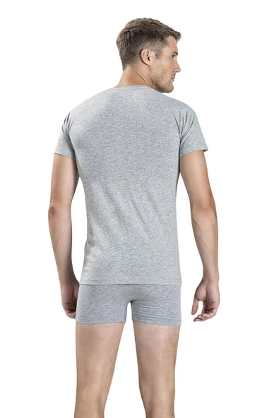 Jiber Erkek Sıfır Yaka Kısa Kol  Atlet Fanila 111 - 3 Adet  Siyah 2XL - Resim 5