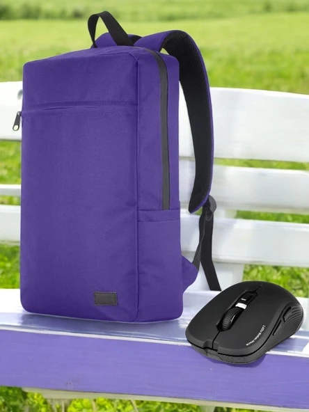 Classone Mila PR-EK103 15,6'Su Geçirmez Kumaş Fermuar Notebook Sırt Çantası+Kablosuz Mouse - 2