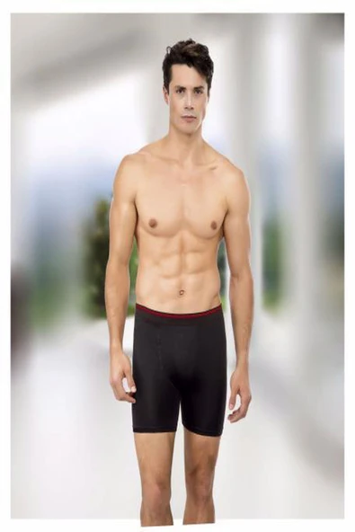 İlke Erkek Uzun Likralı Boxer 005 - 6 Adet  M Gri - Resim 4