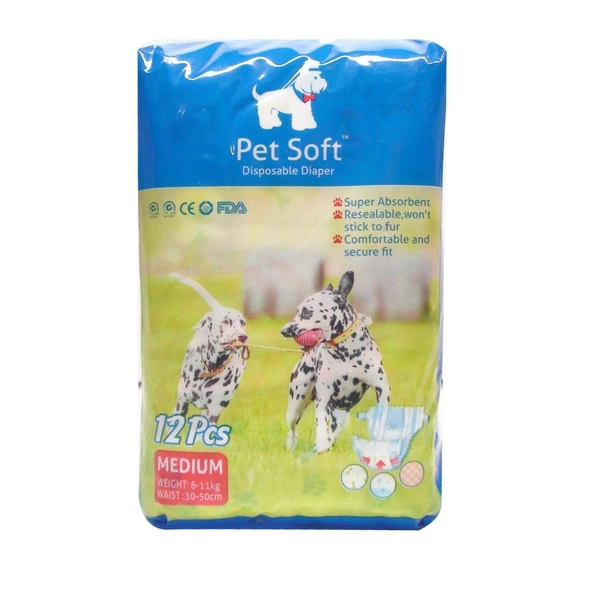 Pet Soft Köpek İçin Alt Tuvalet Bezi Medium 30-50cm 12 li