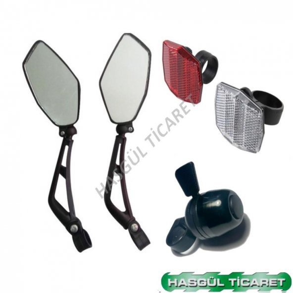 Hsgl Bisiklet sport ayna zil ve ikili reflektör set - 5