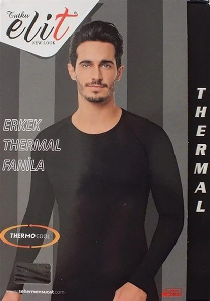 Tutku Elit Erkek Termal İçlik Üst Uzun Kol Atlet Fanila  Siyah S - Resim 3