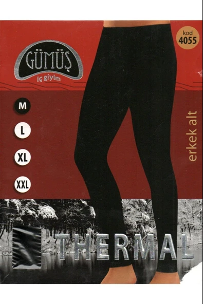 Gümüş Erkek Termal Tayt İçlik 4055 - 2 Adet  Siyah 2XL - Resim 3