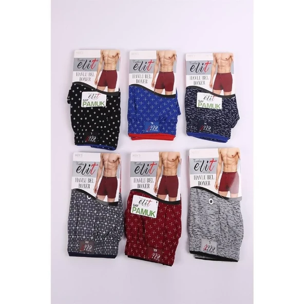 3'Lü Tutku Elit Havlu Bel Erkek Penye Desenli Boxer 1102  2XL Karışık Renk ürün görseli