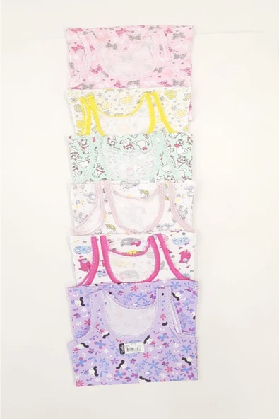 Tutku 0848 Kız Çocuk Elastan Empirme Geniş Askı Atlet 6 Adet  Karışık Renk 4 (7-8 YAŞ) - Resim 7