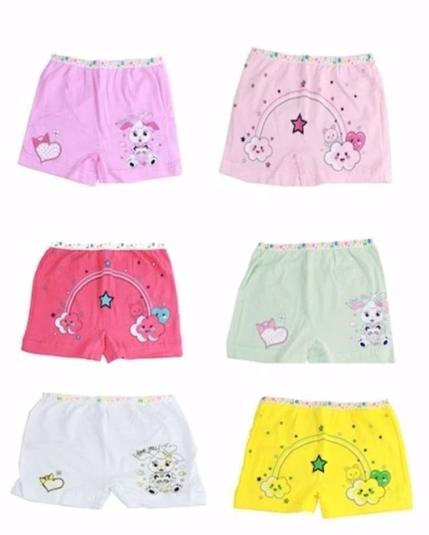 Tutku Kız Çocuk Boxer 0181- 6 Adet  Karışık Renk 5 (9-10 YAŞ) - Resim 3