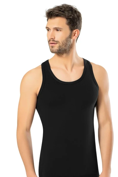 Erdem Erkek Likralı Sporcu Askılı Atlet 1121 - 3 Adet  Beyaz 2XL - Resim 8