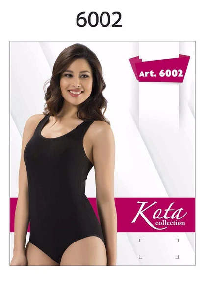 Kota Kadın Geniş Askı Çıtçıtlı Body 2 Adet-6002  XL Siyah - Resim 4