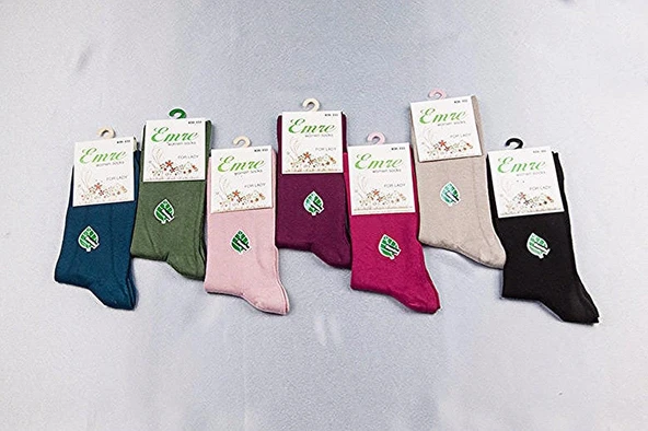 6 Çift Kadın Bambu Dikişsiz Uzun Soket Çorap  Karışık Renk 36-40 - Resim 2