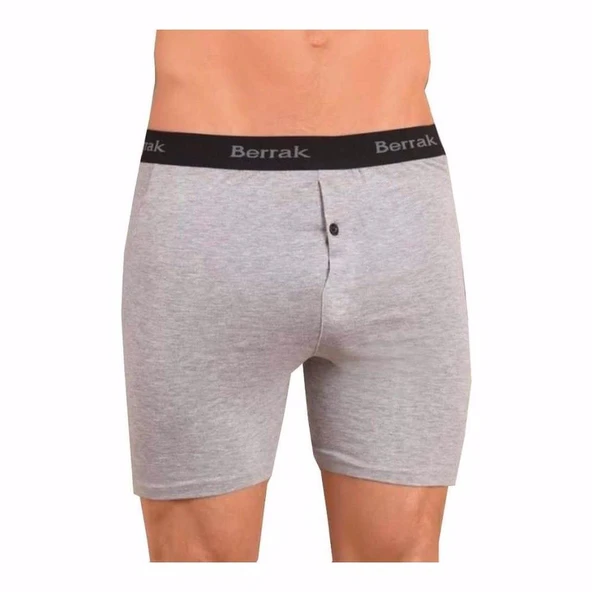 BERRAK 1059 Likralı Düğmeli Erkek Boxer 3'Lü   Füme S - Resim 3