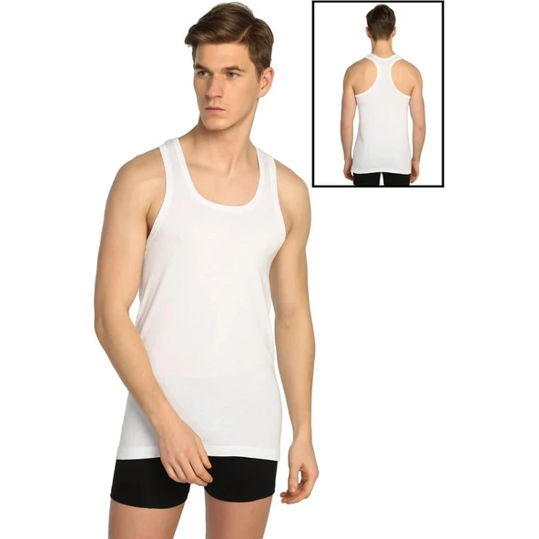 3'Lü Seher Yıldızı Ribana Sporcu Rambo Erkek Atlet  Beyaz XL - Resim 2