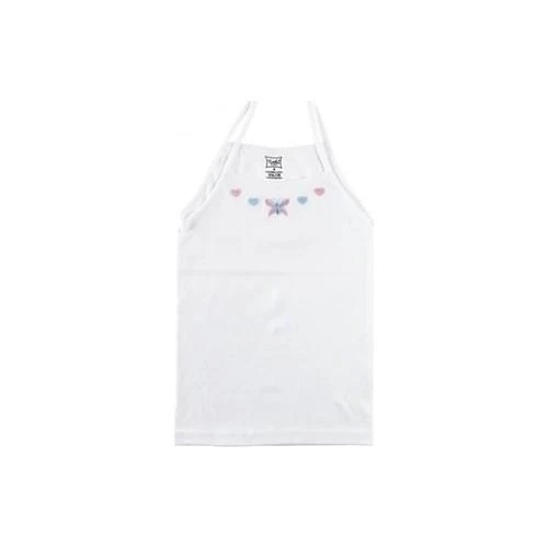 TUTKU 0165 KIZ İP ASKILI İŞLEMELİ ATLET 3 Adet  Beyaz 5 (9-10 YAŞ) - Resim 4