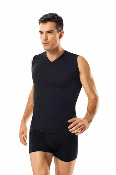 Namaldı Erkek Ribana V Yaka Spor Fanila 3'Lü Paket - 118  XL Gri - Resim 4