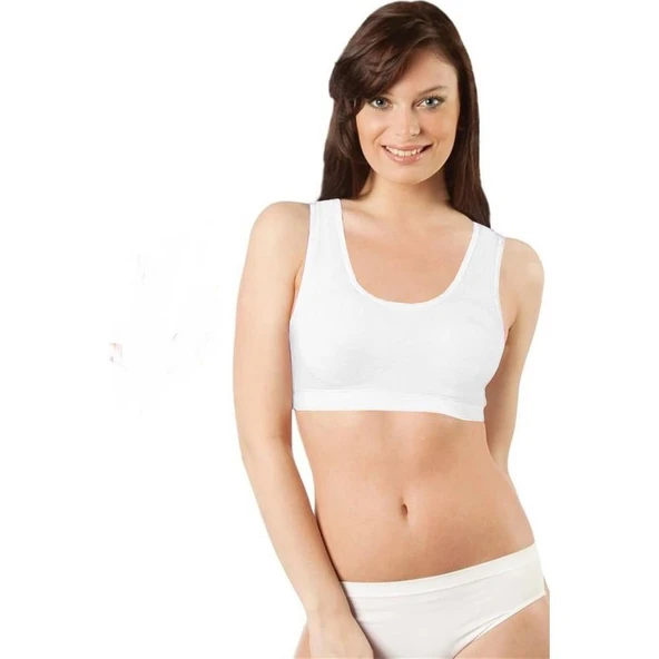 Elite Life Kadın Kalın Askılı Dikişsiz Sporcu Sütyen Büstiyer 3'Lü Paket - 775   Beyaz L - XL - Resim 4