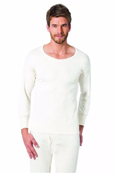Tutku Erkek İnterlok Kışlık Uzunkol İçlik Üst Pamuk Fanila 1 Adet- 0112  Ekru 2XL - Resim 2