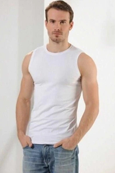 Anıt Erkek Modal 0 Yaka Sıfır Kol Atlet 1202 - 6 Adet   Beyaz S - Resim 3