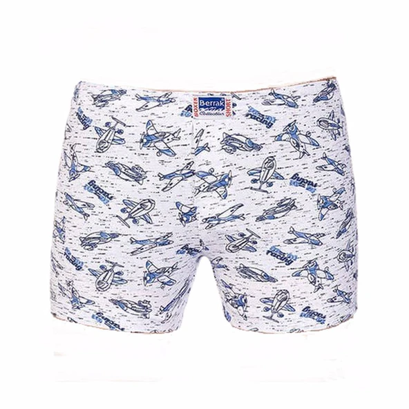 Berrak Erkek Çocuk Penye Desenli Boxer 3 Adet-1554  Karışık Renk 7 (10-11 Yaş) - Resim 4