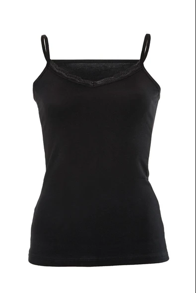 Anıt Kadın İnce Askılı Yakası Dantelli  Atlet 2809- 3Adet  Beyaz M - Resim 3