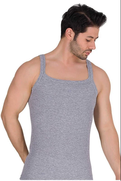 Berrak Erkek Kaşkorse Atlet 1044 - 6 Adet  Beyaz M - Resim 3