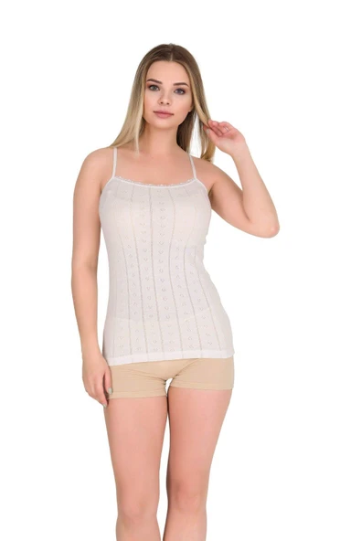 Berrak Kadın İnce Askılı Atlet 8050 - 6 Adet  Beyaz 2XL - Resim 3