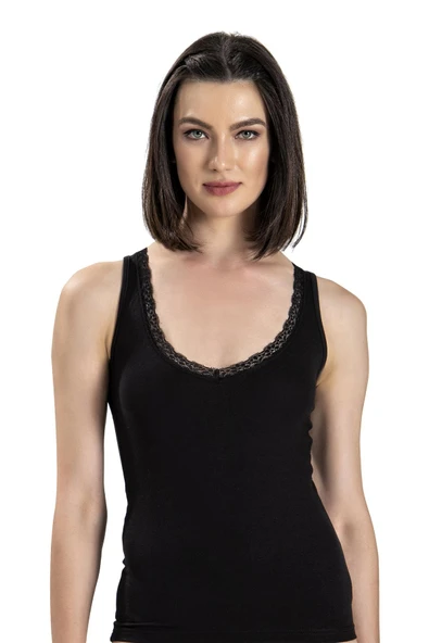 Jiber Kadın Modal Pamuklu Kalın Askılı Atlet 617 - 3 Adet  M Ekru - Resim 5