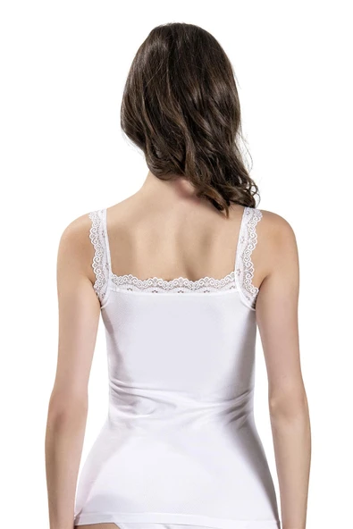 Jiber Kadın Güpürlü Likralı Kalın Askılı Atlet 505 - 6 Adet  Siyah L - Resim 6