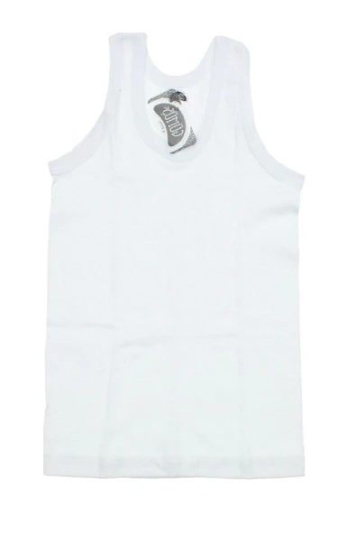 Gümüş Erkek Çocuk Ribana Askılı Atlet 3023 - 6 Adet  Beyaz 2 (3-4 YAŞ) - Resim 4