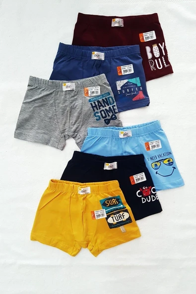 İlke Erkek Çocuk Likralı Baskılı Boxer 308 - 6 Adet  Karışık Renk 6 No: 7-8 Yaş - Resim 2