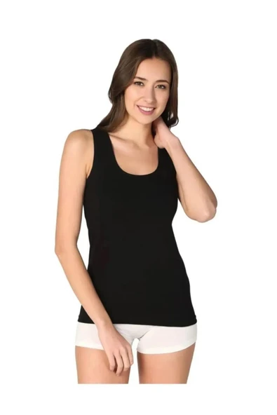 Tutku Kadın Ribana Geniş Askılı Renkli Atlet 0136 - 6 Adet  Siyah M ürün görseli 1