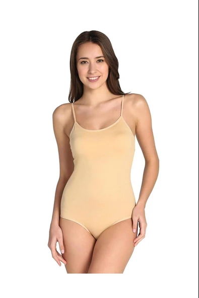 6 Adet TUTKU 0148 Likralı İp Askılı Çıtçıtlı Body  Beyaz M - Resim 7