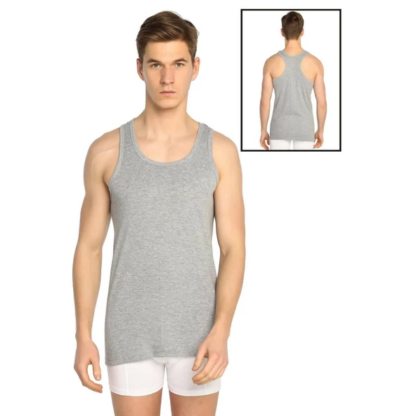 3 Adet Tutku Spor Erkek Ribana Atlet 0118  Gri S