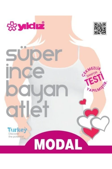 Yıldız Kadın Süper İnce İp Askılı Atlet 3'Lü Paket -2245-2246-2247  Beyaz XL - Resim 3