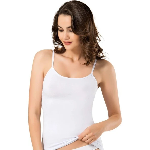 3'Lü Namaldi Kadın Ribana İp Askı Atlet 209  Beyaz XL - Resim 5