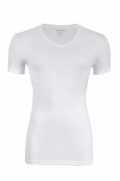 Yıldız Erkek Modal Pamuk V Yaka Fanila T-Shirt  Siyah 3XL - Resim 4