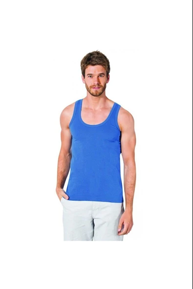 Seher Yıldızı Erkek Askılı Klasik Renkli Atlet - 6 Adet  Siyah M - Resim 6