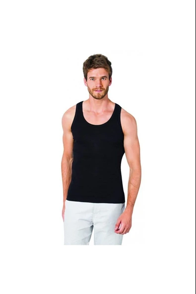 Seher Yıldızı Erkek Askılı Klasik Renkli Atlet - 6 Adet  2XL Saks Mavi - Resim 2